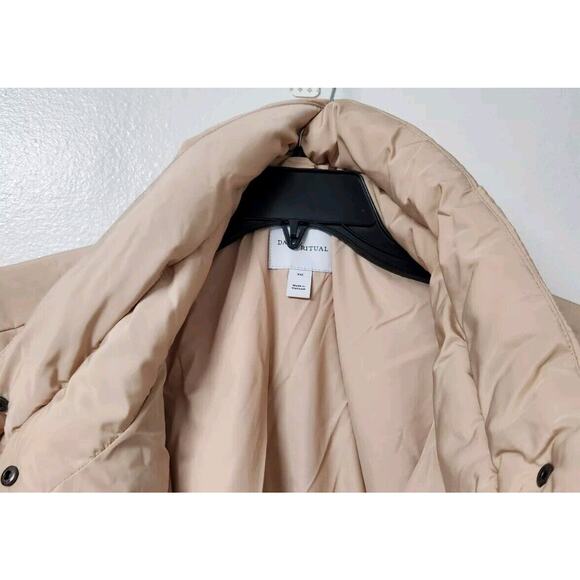 Daily Ritual Womens Padded Belted Puffer Jacket,Taupe Size XXL - Picture 12 of 16
